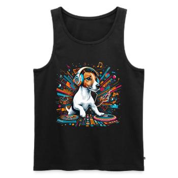 Jack Russell Terrier DJ musique cadeau - Débardeur bio Premium Homme - noir - Devant - Michal (187cm)