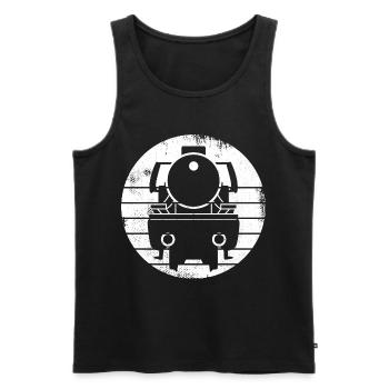 Dampflokomotive Zeichnung - Männer Premium Bio Tank Top - Schwarz - Vorne - Michal (187cm)