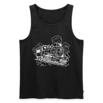 Dampflokomotive - Männer Premium Bio Tank Top - Schwarz - Vorne - Michal (187cm)