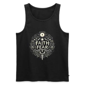 Belief over Fear Motive - Men's Premium Organic Tank Top - black - Front - AI Model Male 178 light (178cm)
