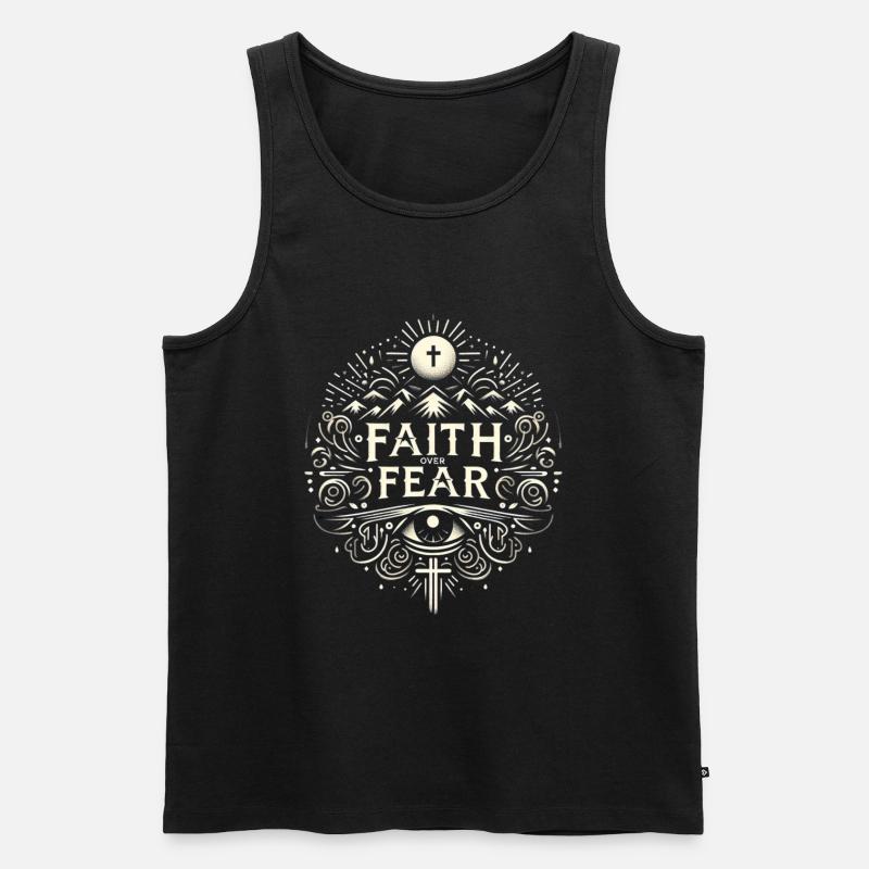 Glaube über Angst Motiv - Männer Premium Bio Tank Top - Schwarz