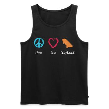 Frieden Liebe Skateboard - Männer Premium Bio Tank Top - Schwarz - Vorne - Michal (187cm)