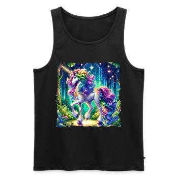 Fantaisie Licorne Chevaux Fans Licorne Amoureux - Débardeur bio Premium Homme - noir - Devant - AI Model Male 178 light (178cm)