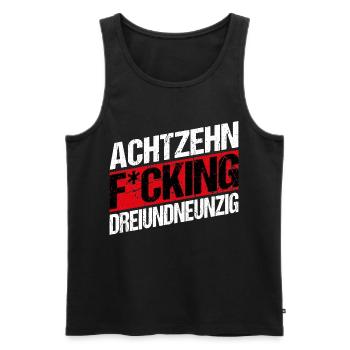 Achtzehn Fucking Dreiundneunzig - Männer Premium Bio Tank Top - Schwarz - Vorne - AI Model Male 178 light (178cm)