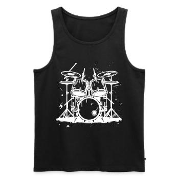 Schlagzeug Grafik - Männer Premium Bio Tank Top - Schwarz - Vorne - Michal (187cm)