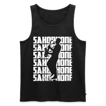 Saxophone drôle - Débardeur bio Premium Homme - noir - Devant - AI Model Male 178 light (178cm)
