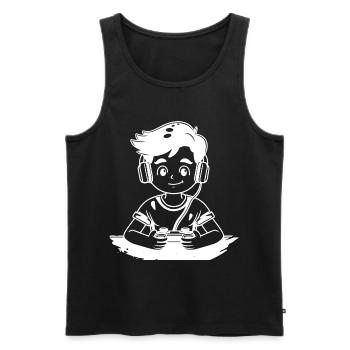 Gaming Boy Skizze - Männer Premium Bio Tank Top - Schwarz - Vorne - AI Model Male 178 light (178cm)