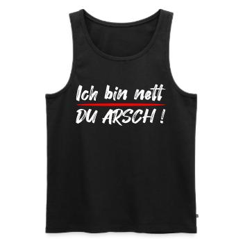 Ich bin nett, du Arsch – Lustiger Spruch - Männer Premium Bio Tank Top - Schwarz - Vorne - AI Model Male 178 light (178cm)