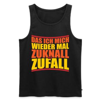 Zuknall Zufall saufen feiern | Farben änderbar - Männer Premium Bio Tank Top - Schwarz - Vorne - Michal (187cm)