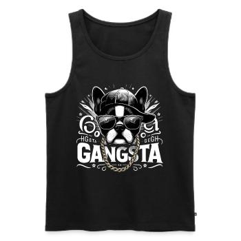 Boston Terrier Gangsta Gangster chien cadeau - Débardeur bio Premium Homme - noir - Devant - AI Model Male 178 light (178cm)