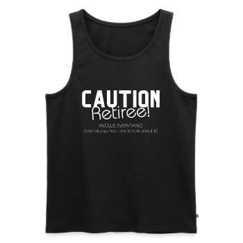 Achtung Rentner – weiß alles und hat viel Zeit. - Männer Premium Bio Tank Top - Schwarz - Vorne - Michal (187cm)