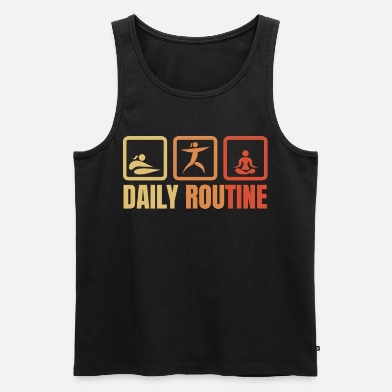 Tägliche Yoga Routine - Männer Premium Bio Tank Top - Schwarz