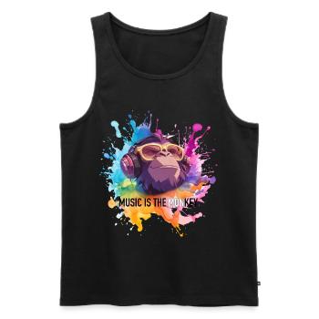 Music is the monkey pun - Men's Premium Organic Tank Top - black - Front - AI Model Male 178 light (178cm)