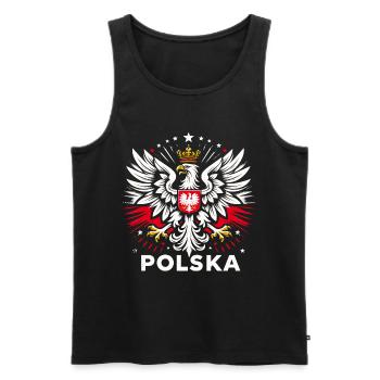 Pologne Polska armoiries polonaises drapeau aigle cadeau - Débardeur bio Premium Homme - noir - Devant - AI Model Male 178 light (178cm)