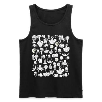 Gruselige Halloween Zeichnungen Schwarz Weiß - Männer Premium Bio Tank Top - Schwarz - Vorne - AI Model Male 178 light (178cm)