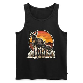 Esel Papa Sohn Vater Familie Vatertag Vintage - Männer Premium Bio Tank Top - Schwarz - Vorne - Michal (187cm)