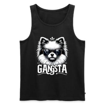 Petit cadeau de chien Spitz Gangsta Gangster - Débardeur bio Premium Homme - noir - Devant - AI Model Male 178 light (178cm)
