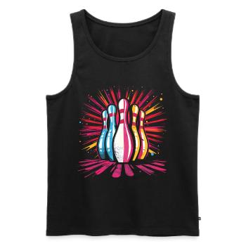 Style de dessin animé de bowling - Débardeur bio Premium Homme - noir - Devant - Michal (187cm)