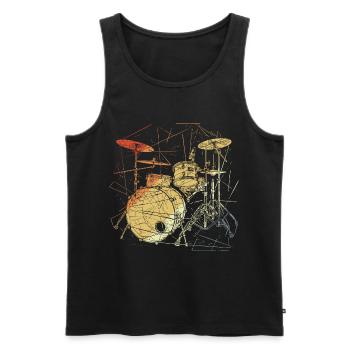 Schlagzeug Retrowave - Männer Premium Bio Tank Top - Schwarz - Vorne - AI Model Male 178 light (178cm)