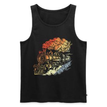 Locomotive à vapeur rétro - Débardeur bio Premium Homme - noir - Devant - Michal (187cm)