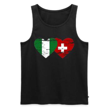 Nigeria Suisse Drapeau Coeur utilisé - Débardeur bio Premium Homme - noir - Devant - Michal (187cm)