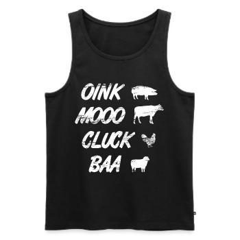 Oink Mooo Cluck Baa - Men's Premium Organic Tank Top - black - Front - AI Model Male 178 light (178cm)
