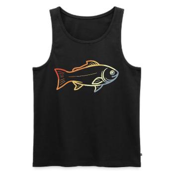 Dessin de poisson vintage - Débardeur bio Premium Homme - noir - Devant - Michal (187cm)