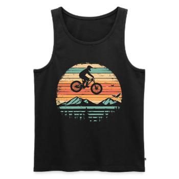 Mountain Bike Cyclist Vintage - Men's Premium Organic Tank Top - black - Front - Michal (187cm)