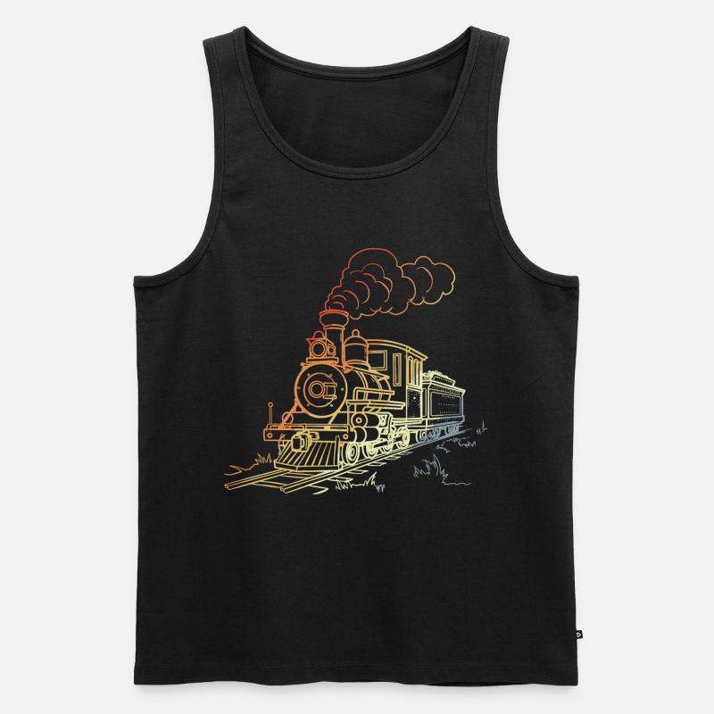 Eisenbahn Line Art - Männer Premium Bio Tank Top - Schwarz