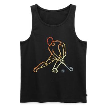 Croquis de hockey sur gazon vintage - Débardeur bio Premium Homme - noir - Devant - Michal (187cm)