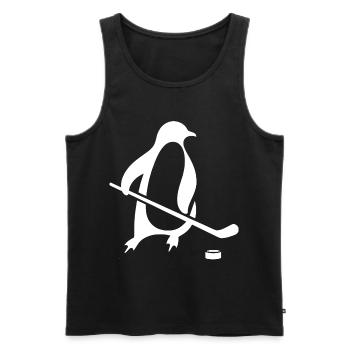 Pingouin Hockey Sur Glace Silhouette Minimaliste - Débardeur bio Premium Homme - noir - Devant - Michal (187cm)