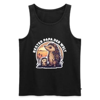Papa Vater Bester Papa der Welt Igel Spruch - Männer Premium Bio Tank Top - Schwarz - Vorne - Michal (187cm)