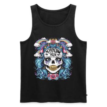 Colorful skeleton with sarcastic saying - Men's Premium Organic Tank Top - black - Front - Michal (187cm)