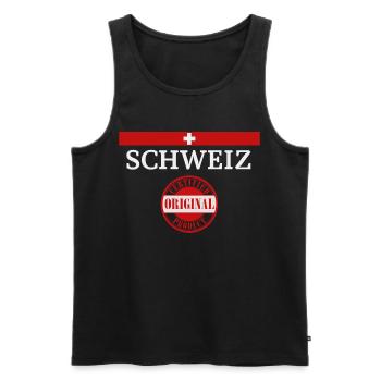 Drapeau de la Suisse, fierté suisse - Débardeur bio Premium Homme - noir - Devant - Michal (187cm)