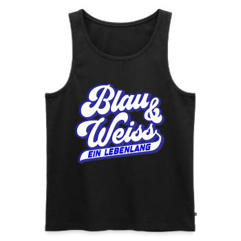 Blau & Weiss ein Lebenlang | Farben änderbar - Männer Premium Bio Tank Top - Schwarz - Vorne - AI Model Male 178 light (178cm)