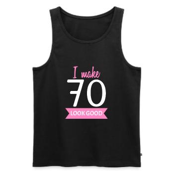 70 Jahre Oma Spruch - Männer Premium Bio Tank Top - Schwarz - Vorne - Michal (187cm)