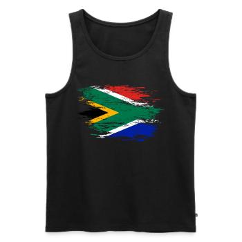 Drapeau de l’Afrique du Sud utilisé - Débardeur bio Premium Homme - noir - Devant - Michal (187cm)