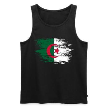Drapeau de l’Algérie utilisé - Débardeur bio Premium Homme - noir - Devant - AI Model Male 178 light (178cm)