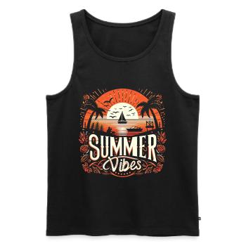 Tropische Sommerstimmung: Das Abenteuer bei Sonnenuntergang erwartet Sie - Männer Premium Bio Tank Top - Schwarz - Vorne - AI Model Male 178 light (178cm)