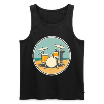 Drum Set Illustration - Männer Premium Bio Tank Top - Schwarz - Vorne - Michal (187cm)