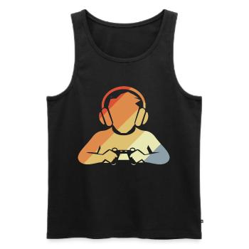 Look rétro gamer - Débardeur bio Premium Homme - noir - Devant - AI Model Male 178 light (178cm)
