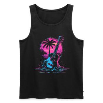 Ukulele 80er Jahre Look - Männer Premium Bio Tank Top - Schwarz - Vorne - AI Model Male 178 light (178cm)