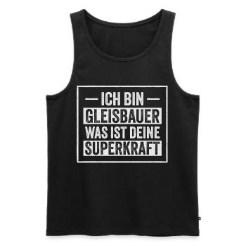 Je suis Geisbauer Votre superpouvoir - Débardeur bio Premium Homme - noir - Devant - Michal (187cm)