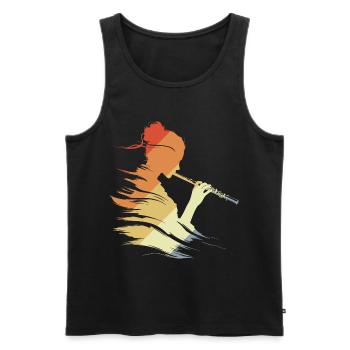 Flute Girl Graphic Retro - Men's Premium Organic Tank Top - black - Front - AI Model Male 178 light (178cm)
