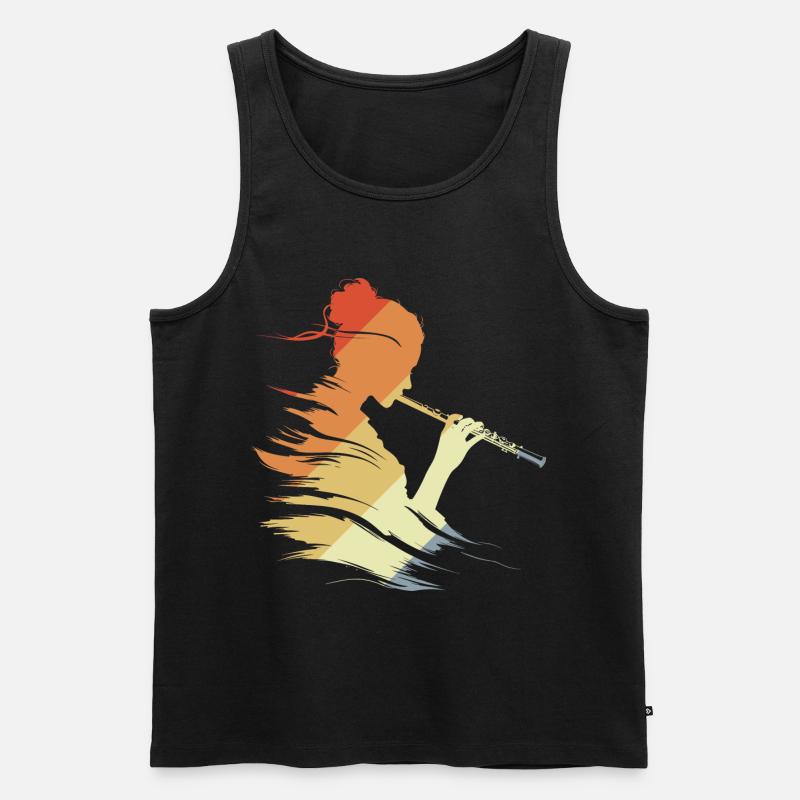 Flöte Mädchen Grafik Retro - Männer Premium Bio Tank Top - Schwarz