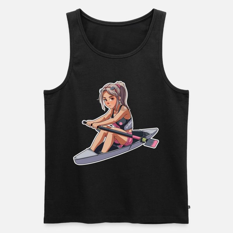 Ruderer Mädchen Grafik - Männer Premium Bio Tank Top - Schwarz