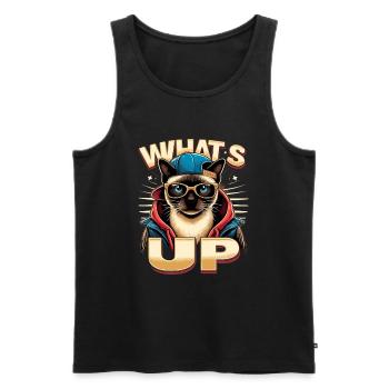 Siamese Cat Whats Up Design - Men's Premium Organic Tank Top - black - Front - Michal (187cm)