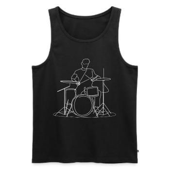Dessin du batteur - Débardeur bio Premium Homme - noir - Devant - Michal (187cm)