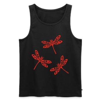 trio de libellules rouges - Débardeur bio Premium Homme - noir - Devant - Michal (187cm)
