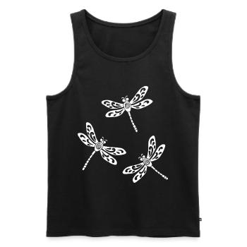 trio de libellules blanches - Débardeur bio Premium Homme - noir - Devant - Michal (187cm)